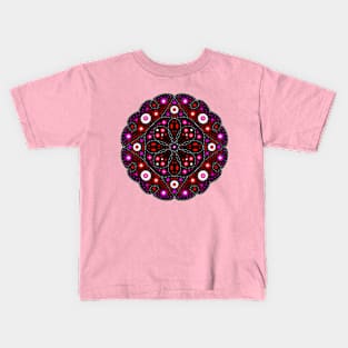 Circular Mandala Pink-Red Kids T-Shirt